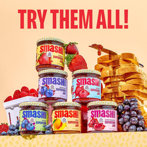 3-Pack Smash Foods Jam Variety Classics | No Sugar Added, Naturally Sweet Jelly | Keto Friendly, Low Calorie, Low Carb