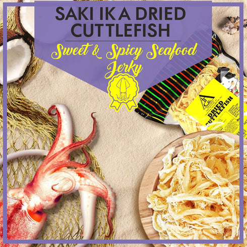 (16 oz.) Asia Trans Saki Ika Dried Cuttlefish Snack - Hawaiian Seafood Jerky - High-Protein, Low-Fat, Low-Calorie
