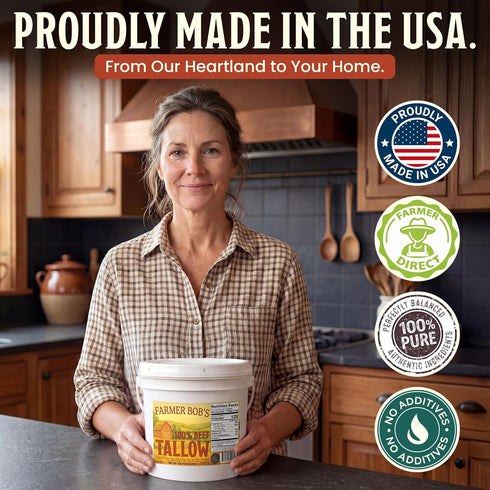7lb 100% Farmer Bob's Beef Tallow for Cooking Bucket Pure Rendered Beef Fat for Cooking Frying & Grilling Keto, Paleo
