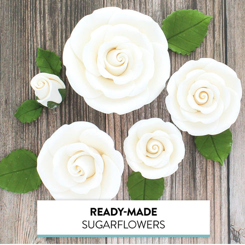 Global Sugar Art Exquisite Edble Rose & Leaf Sugar Cake Flowers Tray White, Unwired by Chef Alan Tetreault