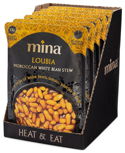 10 oz (Pack 6) Packaged Mina Moroccan White Beans, Cannellini Beans, of Ready to Eat, Plant Protein, Vegan, Non-GMO