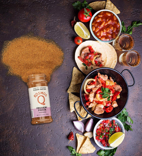 Kosmos Q Freakin’ Fiesta Seasoning, Southwest All-Purpose Spice Mix for Chicken, Tacos, Rice & Veggies, 5 Oz