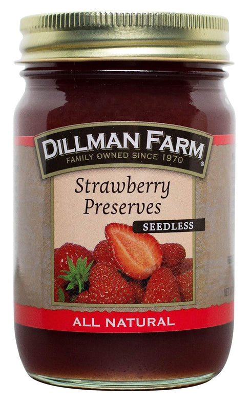 Dillman Farm All Natural Seedless Strawberry Preserves - Gluten-Free, Non-GMO, Vegan, Kosher,