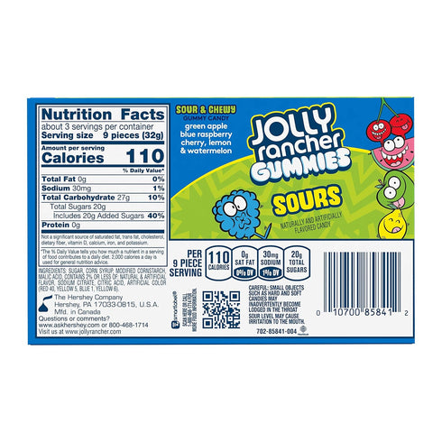 Gummies 3.5 oz (11 Count) (Pack 2) JOLLY RANCHER Sours Assorted Fruit Flavored Candy Boxes