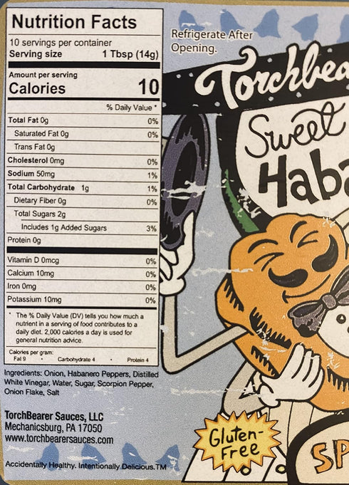 5 (5 oz, 1) Torchbearer Sauces Sweet Onion Habanero (Spicy), Ounces, All Natural, Vegan, Extract-Free, Made in USA