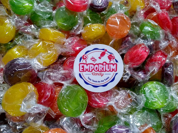 EMPORIUM CANDY TASTY TREATS FOR THE TUMMY Assorted Fruit Buttons Candy - 3 lb Bulk Bag of Individually Wrapped