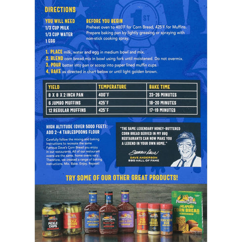 1 (15 oz.) Famous Dave's - pck Original Recipe Corn Bread Mix