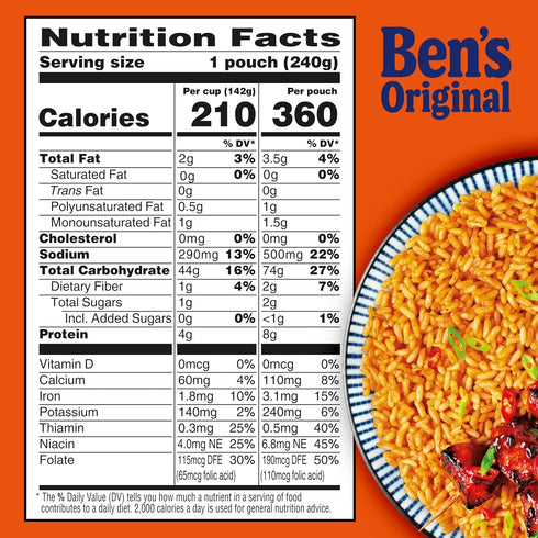 8.5 oz BEN'S ORIGINAL Ready Rice Chili Garlic Flavored Rice, Easy Dinner Side, Pouch