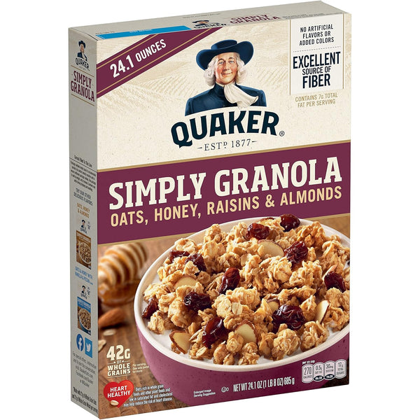 Quaker Granola Oats, Honey, Almonds & Raisins, 100% Natural, 24.1 Oz