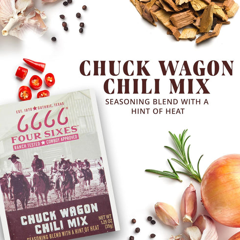 FOUR SIXES 6666 1.25 (Pack 12) Chuck Wagon Chili Seasoning Mix, Ounce