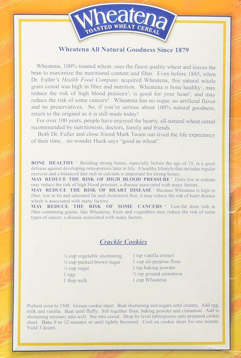 Wheatena 20 oz Pack 6 Toasted Hot Wheat Cereal