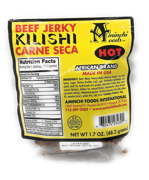 Aminchi foods Kilishi - Spicy Beef Jerky African Fresh Dried Meat Deliciously Tasty Nigerian Snack