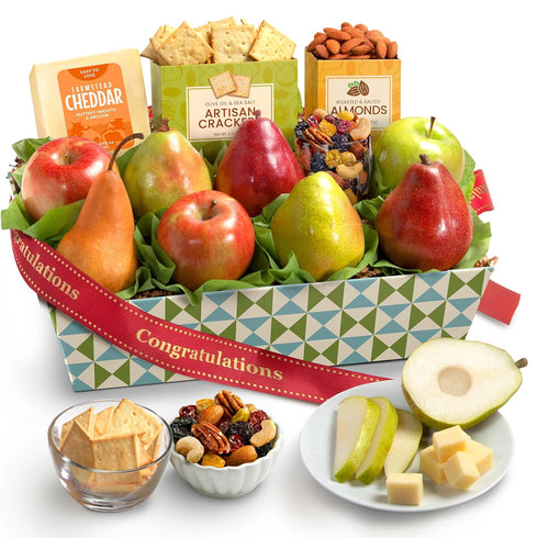 Classic Fruit Basket with Cheese and Nuts - Congratulations Gift