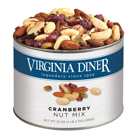 Virginia Diner Natural Cranberry Nut Mix: Roasted Almonds, Cashews, Pecans, Pistachios, Dried
