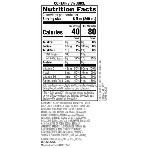 Mtn Dew Kickstart 16 Oz Mountain Dew Kickstart Energy Drink, Orange Citrus, Fl
