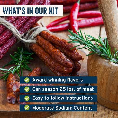 25 lbs PS Seasoning Onion & Garlic Bratwurst Kit - Includes Sausage Seasoning Mix and Casings for up to of Meat - Easy