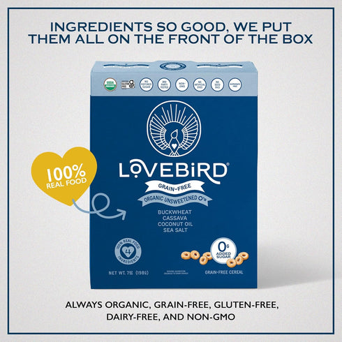 100% 3-Pack Lovebird Organic Cereal That Actually Tastes Good - Real Food & Healthy Gluten Free Cereal, No Refined