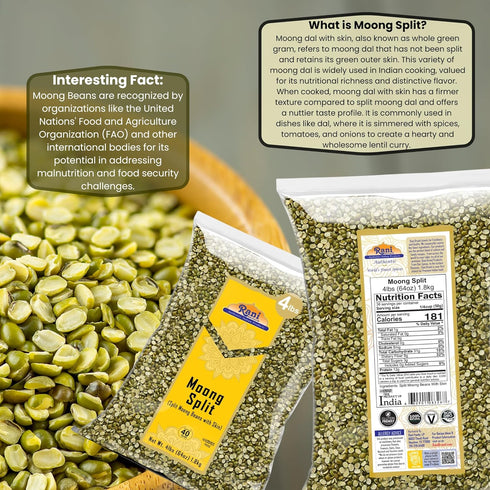 64oz (4lbs) 1.81kg Rani Moong Split (Split Mung Beans with Skin) Lentils Indian Bulk ~ All Natural | Gluten Friendly |