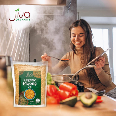 4 Jiva USDA Organic Moong Dal Yellow - Pound (Split Mung Beans Washed)