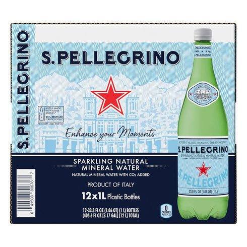 33.8 oz. (Pack 12) S.Pellegrino Sparkling Natural Mineral Water, fl Plastic Bottles