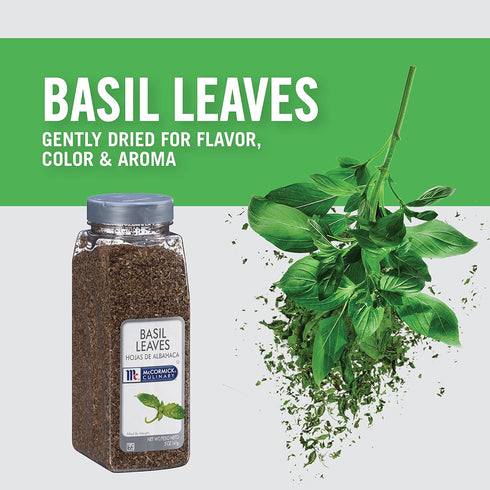 McCormick Culinary Basil Leaves, 5oz - Dried Basil Seasoning with Fresh Flavor for Pasta, Pizzas & More