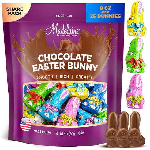 Madelaine Easter Candy 26 Premium Milk Chocolate Bunny Wrapped In 6 Different