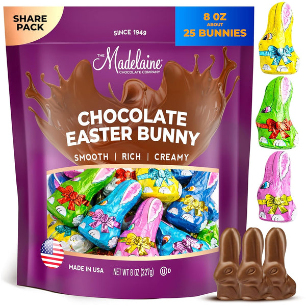 Madelaine Easter Candy 26 Premium Milk Chocolate Bunny Wrapped In 6 Different