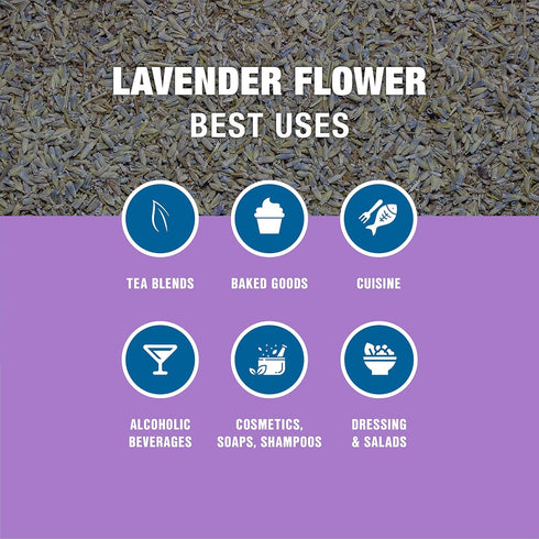 8oz Tiesta Tea - Dried Organic Lavender Flower, Loose Leaf, Premium Non-Caffeinated Blend, Make Hot or Iced, Raw Edible