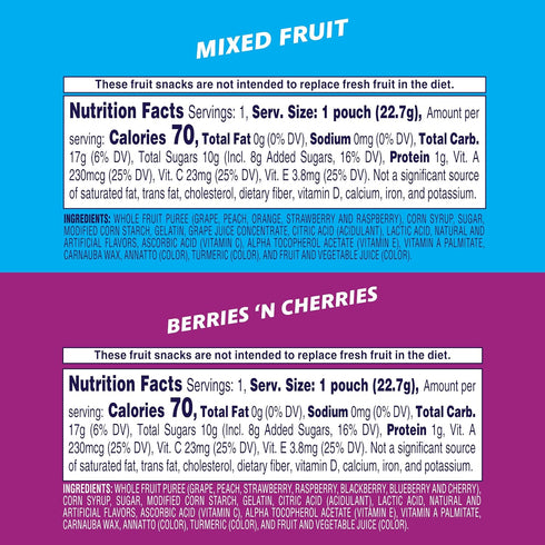 0.8oz Packs (Pack 60) Welch's Fruit Snacks, Mixed Fruit & Berries 'N Cherries Snack Box, Gluten Free, Snack