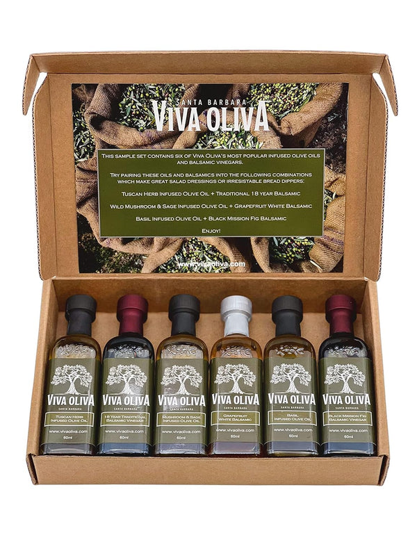 Viva Oliva Six 60ml (2oz) Variety Gift Set - Premium Flavored Extra Virgin Olive