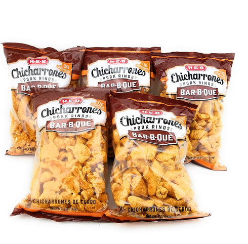 Clementine Creek HEB Chicharrones Pork Rinds BAR-B-QUE Flavor (Pack of 5) | Keto Snacks,