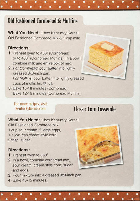 10 (Pack 6) Kentucky Kernel Old Fashion Cornbread Mix, Ounce