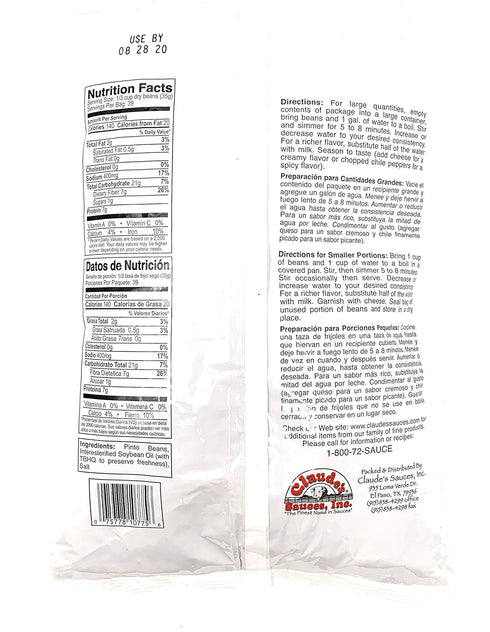 Casa Corona 3lb Instant Mexican Style (Refried Beans Bag)
