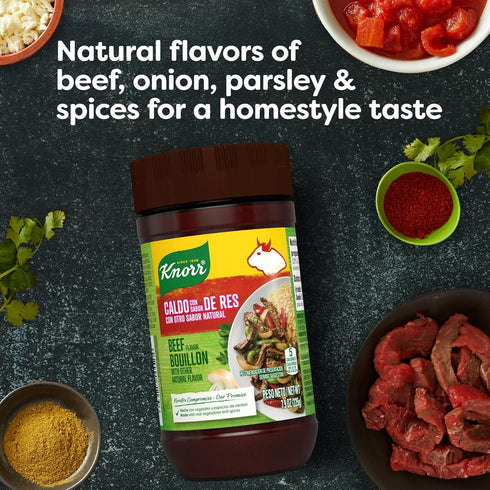SUPOOBE 7.9 oz (Pack 2) Knorr Granulated Bouillon, Beef Flavor, of with By The Cup Swivel Spoon