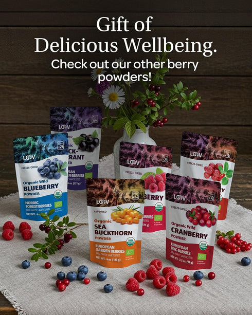 100% 6oz (35 Organic Freeze-Dried Cranberry Powder Pure, Natural Wild Whole Fruit, Certified Organic from Nordic