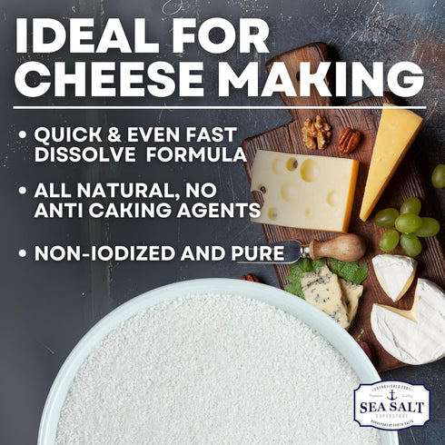 30 oz Fine Sea Salt for Homemade Cheese Making, Gluten-Free and Non-Iodized, Kosher Cheese Kit Essential Flaky Salt