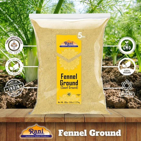 80oz (5lbs) 2.27kg Rani Fennel Ground (Saunf) Powder Spice Bulk ~ All Natural | Gluten Friendly | NON-GMO | Kosher |