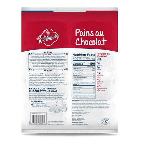 LA BOULANGERE 16-Count Pains Au Chocolat, Chocolate Croissants, Individually Wrapped