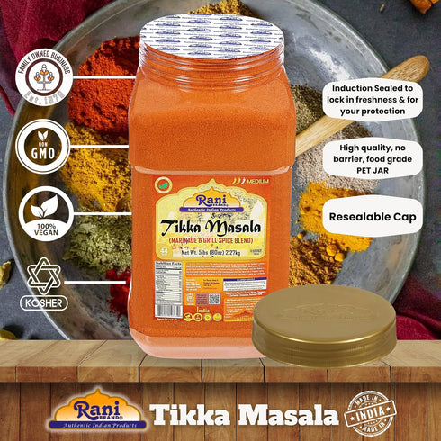 7-Spice 80oz (5lbs) 2.27kg Rani Tikka Masala Indian Blend Bulk PET Jar ~ All Natural | Salt-Free | Vegan | No Colors |