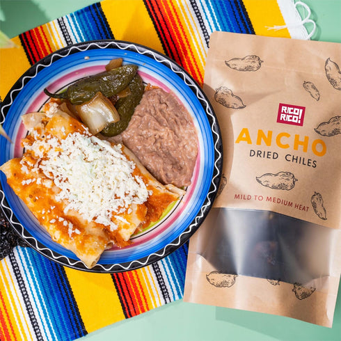 RICO RICO Dried Ancho Chiles 4 Oz - Premium 100% Natural Dried Chili Peppers for Salsas, Mole, and Enchiladas