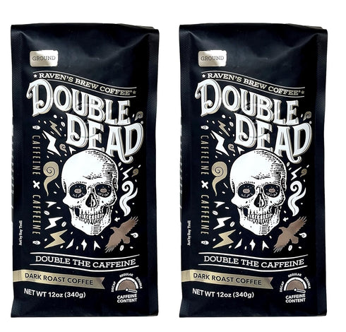 Raven's Brew Coffee High Caffeine Coffee Dark Roast Ground - Double Dead