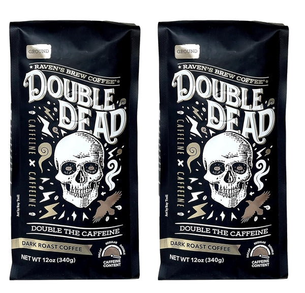 Raven's Brew Coffee High Caffeine Coffee Dark Roast Ground - Double Dead