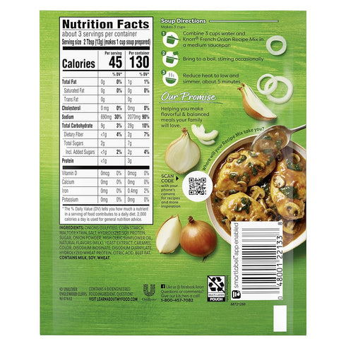 1.4 oz Knorr Soup Mix and Recipe Mix French Onion For Soups, Sauces and Simple Meals No Artificial Flavors