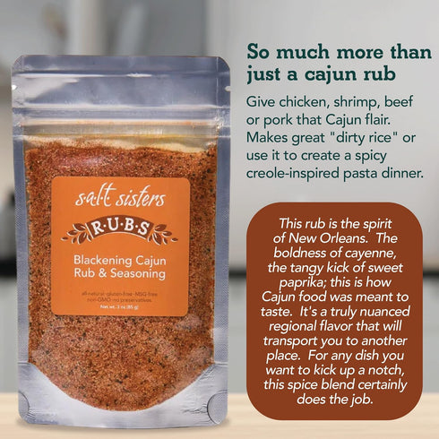 1lb s.a.l.t. sisters Blackening Cajun Rub & Seasoning | All-Natural, Gluten Free, MSG Free, Non-GMO | Dry & Wet Rub