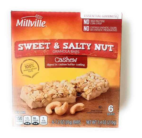 MILLVILLE Sweet & Salty Nut Granola Bars | 100% Whole Grain Oats |