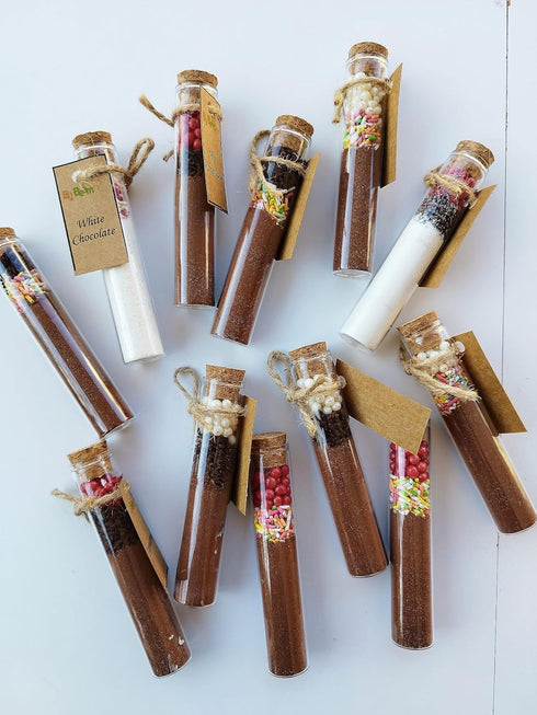 ByBeam Pack 20 of Hot Chocolate Favors for Guest, Hot Chocolate in Test Tube, Winter Wedding Favors, Engagement