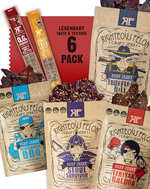 Righteous Beef Jerky Variety Pack Gift Basket - Great Gifts for Men