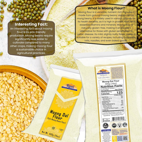 14oz (400g) Rani Moong Flour (Mung Bean Flour, Green Gram Flour) ~ All Natural | Vegan | Gluten Friendly | NON-GMO |