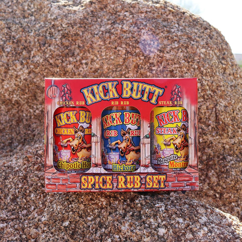 Kick Butt Spice Rub Gift Set, Gourmet Seasoning Spice Salt Set (7 oz) for Ribs Chicken Steak