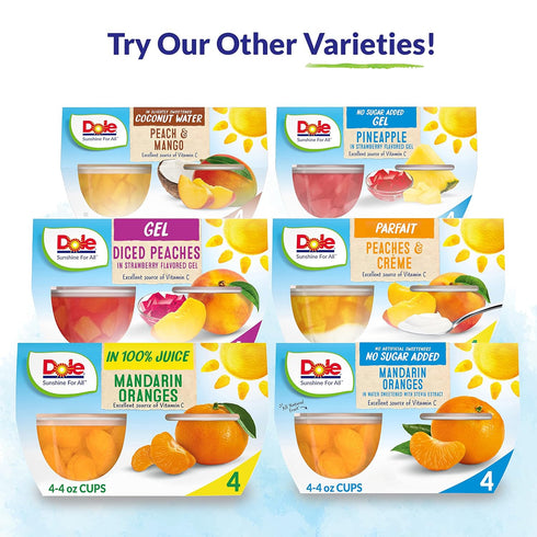 Dole Fruit Bowls No Sugar Added Snacks, Diced Pears 4oz, Gluten & Dairy Free, Bulk Lunch Snacks for Kids & Adults